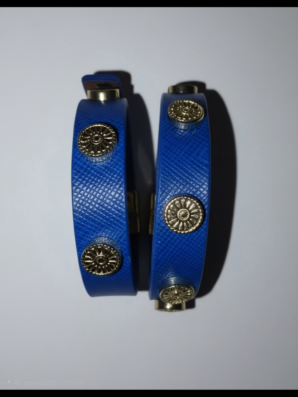 "FLASH SALE" NEW Tory Burch Blue Leather Sunflower Logo Wrap Bracelet/Choker - Picture 3 of 9